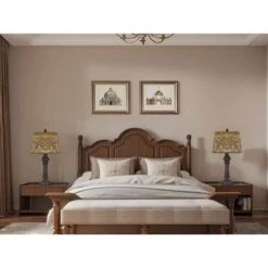 Heideman 26 In. Black Traditional Resin Bedroom Living Room Bedside Desk Nightstand Table Lamps Set Of 2 -Lamp Parts black maxax table lamps t150 br 66 1000