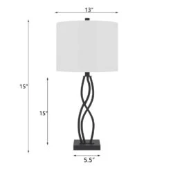 Cleveland 26 In. Black Modern Metal Bedroom Living Room Bedside Desk Nightstand Table Lamps Set Of 2 -Lamp Parts black maxax table lamps t168 bk c3 1000