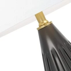 Sacramento 24 In. Black Modern Dimmable Ceramic Bedroom Living Room Bedside Desk Table Lamps USB Port Set Of 2 -Lamp Parts black maxax table lamps t182 bk 66 1000