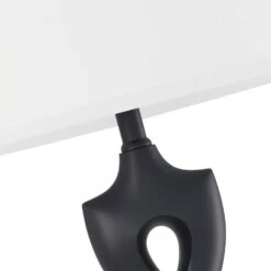 24 In. Black Vintage Dimmable Resin Bedroom Living Room Bedside Desk Nightstand Table Lamps USB Port (Set Of 2) -Lamp Parts black maxax table lamps t189 bk fa 1000