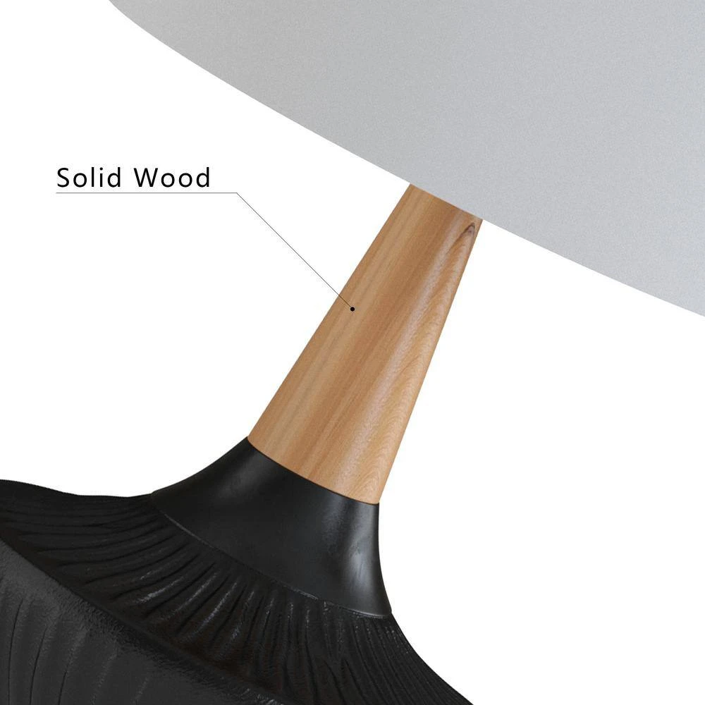 Salem 23 In. Black Modern Ceramic Bedroom Living Room Bedside Desk Nightstand Table Lamps 7 Salem 23 In. Black Modern Ceramic Bedroom Living Room Bedside Desk Nightstand Table Lamps - Image 5