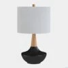 Salem 23 In. Black Modern Ceramic Bedroom Living Room Bedside Desk Nightstand Table Lamps -Lamp Parts black maxax table lamps t207 bk s 64 1000