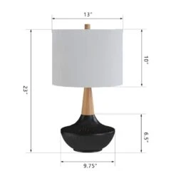 Salem 23 In. Black Modern Ceramic Bedroom Living Room Bedside Desk Nightstand Table Lamps 11 Salem 23 In. Black Modern Ceramic Bedroom Living Room Bedside Desk Nightstand Table Lamps -Lamp Parts black maxax table lamps t207 bk s c3 1000