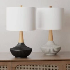 Salem 23 In. Black Modern Ceramic Bedroom Living Room Bedside Desk Nightstand Table Lamps 15 Salem 23 In. Black Modern Ceramic Bedroom Living Room Bedside Desk Nightstand Table Lamps -Lamp Parts black maxax table lamps t207 bk s fa 1000