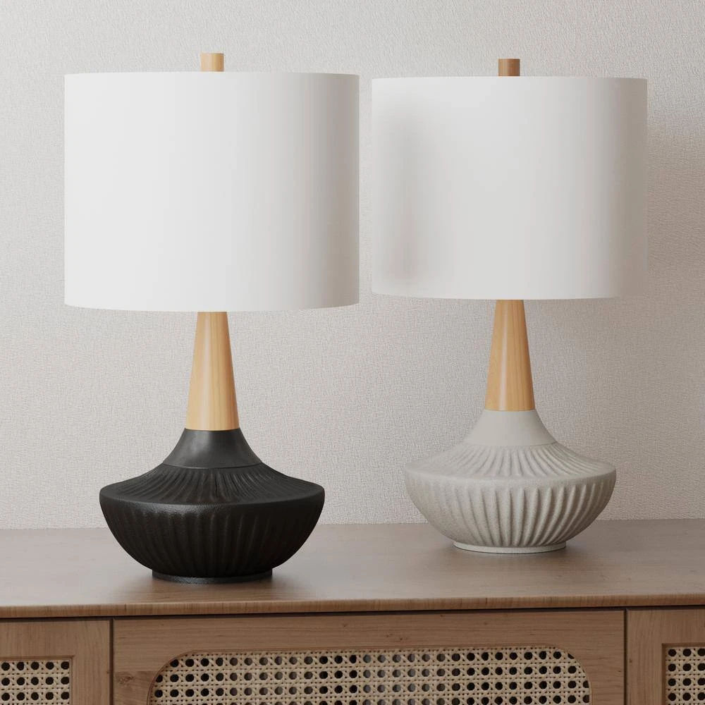 Salem 23 In. Black Modern Ceramic Bedroom Living Room Bedside Desk Nightstand Table Lamps 9 Salem 23 In. Black Modern Ceramic Bedroom Living Room Bedside Desk Nightstand Table Lamps - Image 7