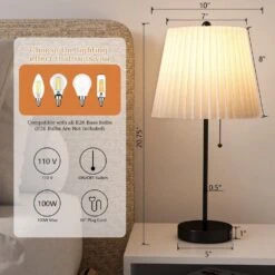 20.75 In. Black Modern Metal Bedroom Living Room Bedside Desk Nightstand Table Lamps USB Port (Set Of 2) -Lamp Parts black maxax table lamps t230 bk c3 1000