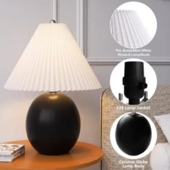 20.5 In. Black Vintage Ceramic Bedroom Living Room Bedside Desk Nightstand Table Lamps (Set Of 2) 13 20.5 In. Black Vintage Ceramic Bedroom Living Room Bedside Desk Nightstand Table Lamps (Set Of 2) -Lamp Parts black maxax table lamps t231 bk s 1d 1000