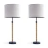 Cleveland 33 In. Black Modern Metal Bedroom Living Room Bedside Desk Tall Table Lamps USB Port Set Of 2 -Lamp Parts black maxax table lamps t261 bk 64 1000