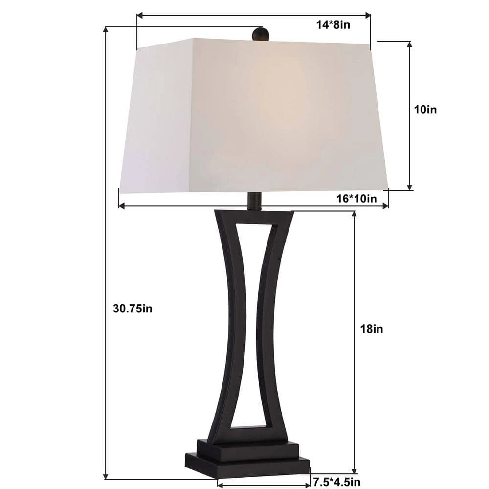 Cincinati 30.75 In. Black Mid-Century Dimmable Metal Bedroom Living Room Bedside Desk Nightstand Table Lamps Set Of 2 5 Cincinati 30.75 In. Black Mid-Century Dimmable Metal Bedroom Living Room Bedside Desk Nightstand Table Lamps Set Of 2 - Image 3