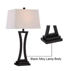 Cincinati 30.75 In. Black Mid-Century Dimmable Metal Bedroom Living Room Bedside Desk Nightstand Table Lamps Set Of 2 17 Cincinati 30.75 In. Black Mid-Century Dimmable Metal Bedroom Living Room Bedside Desk Nightstand Table Lamps Set Of 2 -Lamp Parts black maxax table lamps t34 bk 44 1000