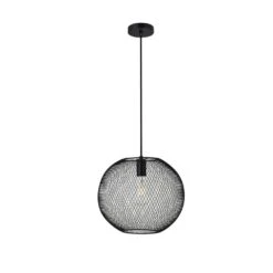 Timeless Home Kedgarr 1-Light Black Pendant With Black Mesh Shade