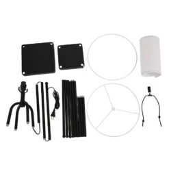 57.8 In. Modern Black Standard Floor Lamps With Shelves And Beige Linen Shade -Lamp Parts black pia ricco floor lamps 1jay 60005 76 1000