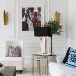 25 In. White Touch Table Lamps, Bedside Lamps With 2 USB Ports And Black Shade, 3-Way Dimmable End Lamp For Living Room -Lamp Parts black rottogoon table lamps palp228ab2 d4 1000