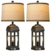 26 In. Black Paint Table Lamps With USB A+C And Night Light, Rustic Bedside Lamps With 3-Way Dimmable Touch Control -Lamp Parts black rottogoon table lamps qmlp404ab2 64 1000
