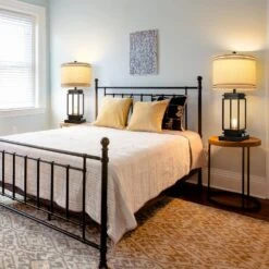 28 In. Black Table Lamp Set ((Set Of 2)) Dimmable Farmhouse Table Lamps With Shape And USB Ports -Lamp Parts black table lamps fxfgtdhs 1f 1000