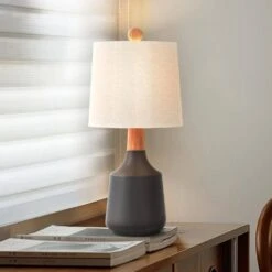 20 In. Black Vintage Ceramic Bedroom Living Room Bedside Desk Nightstand Table Lamps (Set Of 2) -Lamp Parts black table lamps t233 bk 1f 1000