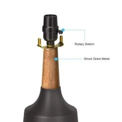 20 In. Black Vintage Ceramic Bedroom Living Room Bedside Desk Nightstand Table Lamps (Set Of 2) -Lamp Parts black table lamps t233 bk 76 1000