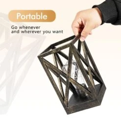 8.9 In. 2-Pack Retro Battery Powered Indoor Table Lamps, Black And Gold Finish -Lamp Parts black table lamps wbtl jh08 bk 76 1000