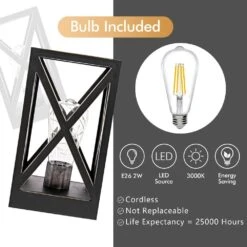 8.9 In. 2-Pack Retro Battery Powered Indoor Table Lamps, Black Finish -Lamp Parts black table lamps wbtl jh09 kd 76 1000