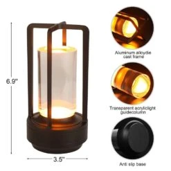 7 In. Industrial Black Table Lamp With Glass Shade For Bedrooms Bedside Lamps With USB Port And Outlet (Bulb Included) -Lamp Parts black tozing table lamps tlbxtdbk 2403us fa 1000