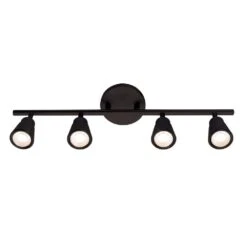 Solo 3 Ft. Black Integrated LED Monopoint Ceiling And Wall Mount Hardwired Track Lighting Kit With 4-Track Heads -Lamp Parts black track lighting kits tk 180504 30 bk 1f 1000