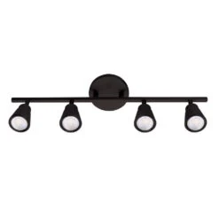 Solo 3 Ft. Black Integrated LED Monopoint Ceiling And Wall Mount Hardwired Track Lighting Kit With 4-Track Heads -Lamp Parts black track lighting kits tk 180504 30 bk 4f 1000