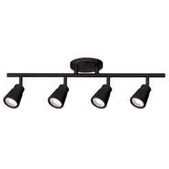 Solo 3 Ft. Black Integrated LED Monopoint Ceiling And Wall Mount Hardwired Track Lighting Kit With 4-Track Heads