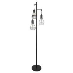 65.05 In. 3-Light Black Boho Metal Tree Standing Floor Lamps With Shades