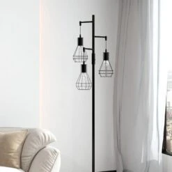 65 In. Black Boho Metal Dimmable Tree Standing Floor Lamps With 3 LED Edison Bulbs -Lamp Parts black uixe floor lamps ssl 62532 1 31 1000