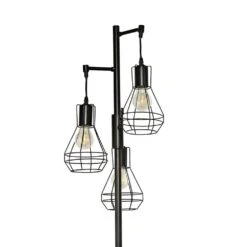 65 In. Black Boho Metal Dimmable Tree Standing Floor Lamps With 3 LED Edison Bulbs -Lamp Parts black uixe floor lamps ssl 62532 1 fa 1000