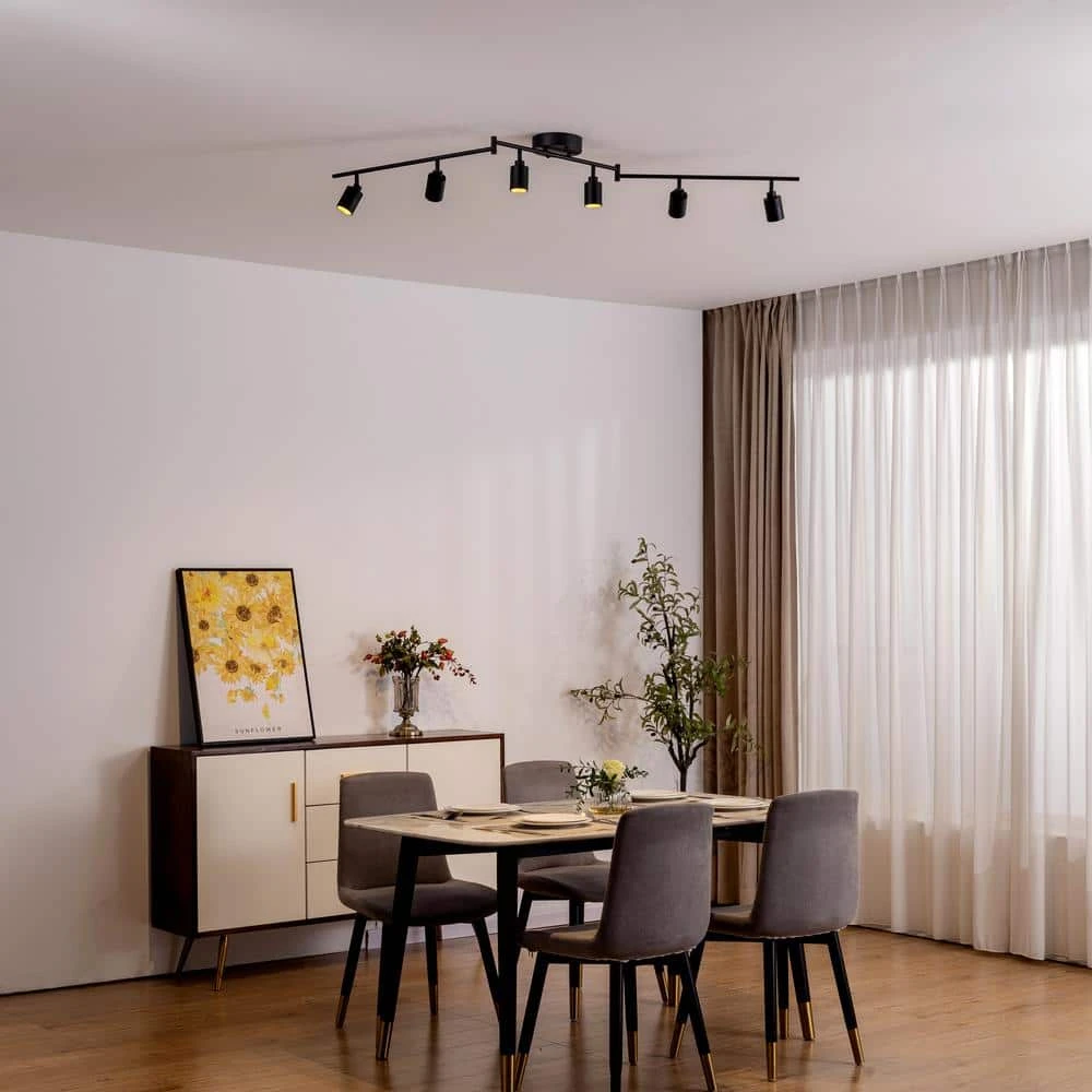 Shura 6-Head Integrated LED Swivel Track Light, Directional Spot Lights, Dimmable - Black 7 Shura 6-Head Integrated LED Swivel Track Light, Directional Spot Lights, Dimmable - Black - Image 5