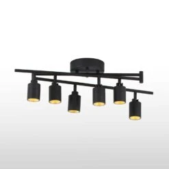 Shura 6-Head Integrated LED Swivel Track Light, Directional Spot Lights, Dimmable - Black 12 Shura 6-Head Integrated LED Swivel Track Light, Directional Spot Lights, Dimmable - Black -Lamp Parts black vidalite track lighting kits ce1009225 4f 1000