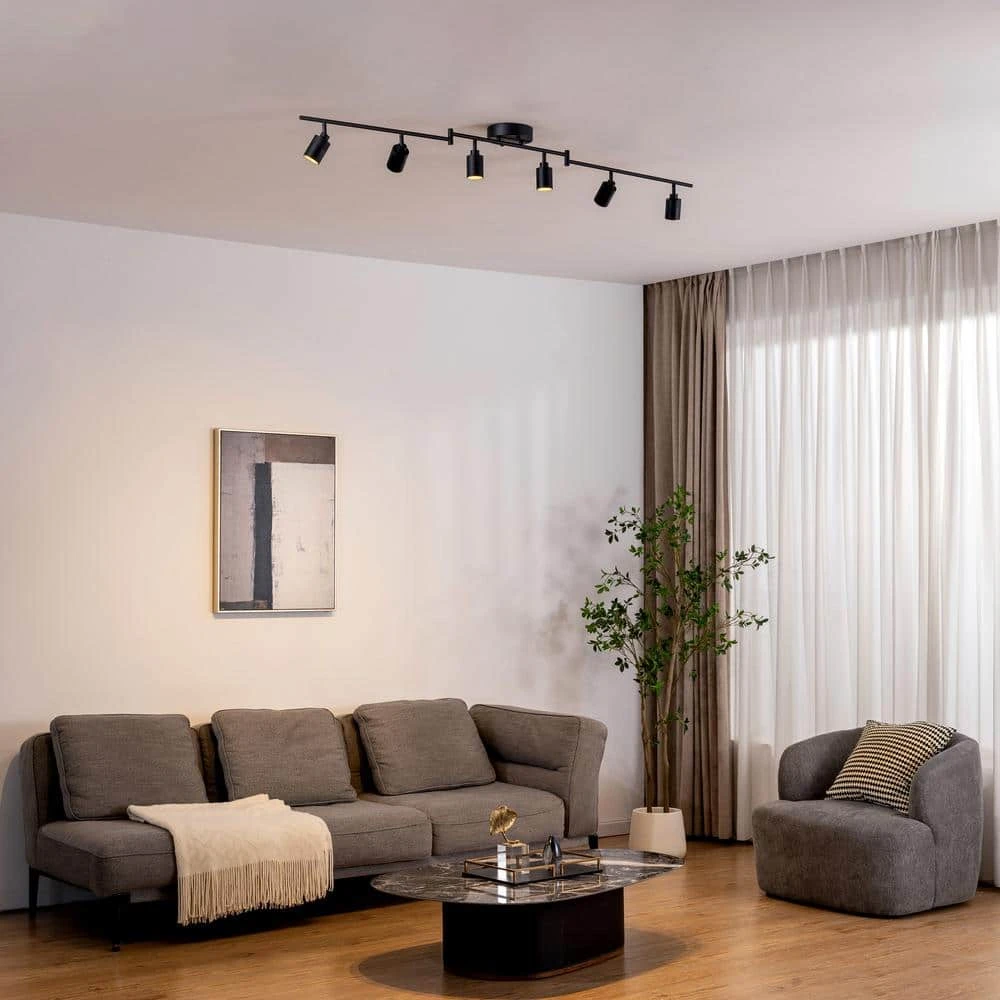 Shura 6-Head Integrated LED Swivel Track Light, Directional Spot Lights, Dimmable - Black 5 Shura 6-Head Integrated LED Swivel Track Light, Directional Spot Lights, Dimmable - Black - Image 3