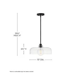 Maisie 1-Light Black Shaded Pendant Light With Shade -Lamp Parts black w clear glass lark pendant lights 83497bk 44 1000