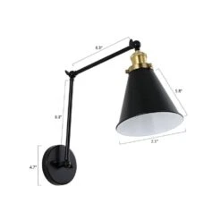 Black Swing Arm Adjustable Wall Lamps Hardwired Light Fixture Up Down Metal Shade (Set Of 2) -Lamp Parts black wall lamps wbwl y035 bk 4f 1000