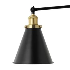 Black Swing Arm Adjustable Wall Lamps Hardwired Light Fixture Up Down Metal Shade (Set Of 2) -Lamp Parts black wall lamps wbwl y035 bk 76 1000