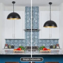 1 Light Black Shaded Modern Pendant Light With Metal Dome Shade For Dinning Room,No Bulbs Included -Lamp Parts black white adsensty pendant lights h5 450bpg d0197 40 1000