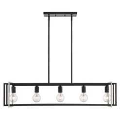 Golden Lighting Tribeca 5-Light Black With Pewter Accents Linear Pendant