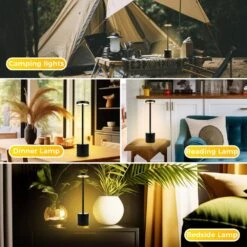 13.4 In. Black Cordless Rechargeable Integrated LED Table Lamp, Modern Portable Stepless Brightness Desk Lamps (2-Pack) -Lamp Parts black yansun table lamps ha td02901abl 2 44 1000