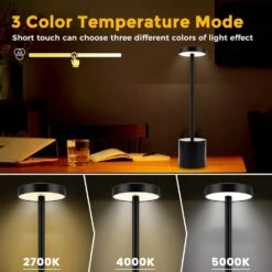 13.4 In. Black Cordless Rechargeable Integrated LED Table Lamp, Modern Portable Stepless Brightness Desk Lamps (2-Pack) -Lamp Parts black yansun table lamps ha td02901abl 2 4f 1000