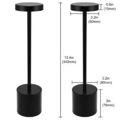 13.4 In. Black Cordless Rechargeable Integrated LED Table Lamp, Modern Portable Stepless Brightness Desk Lamps (2-Pack) -Lamp Parts black yansun table lamps ha td02901abl 2 fa 1000