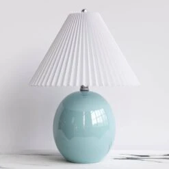 20.5 In. Blue Coastal Ceramic Bedroom Living Room Bedside Desk Nightstand Table Lamps (Set Of 2) -Lamp Parts blue maxax table lamps t231 bu s 77 1000