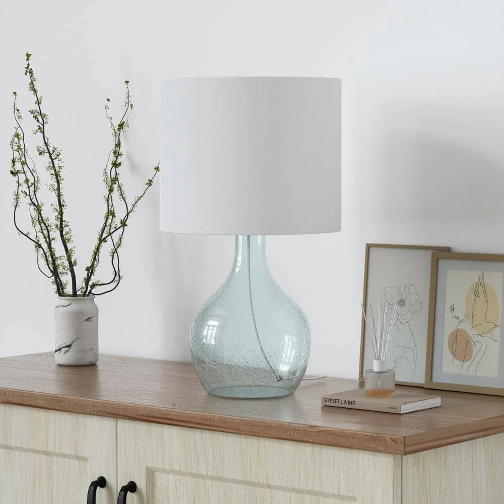 Denver 22.4 In. Blue Modern Glass Bedroom Living Room Bedside Desk Nightstand Table Lamps 7 Denver 22.4 In. Blue Modern Glass Bedroom Living Room Bedside Desk Nightstand Table Lamps - Image 5