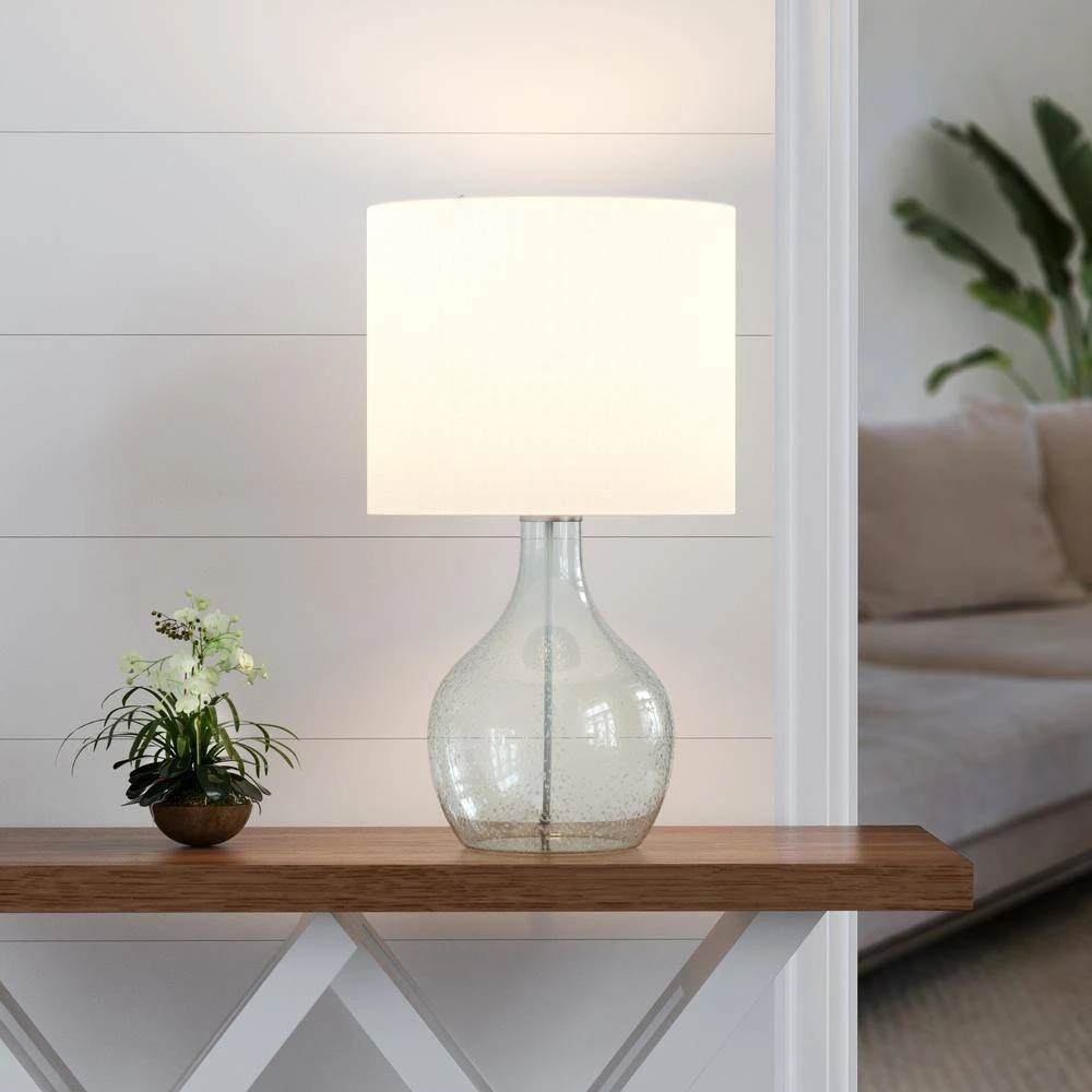 Denver 22.4 In. Blue Modern Glass Bedroom Living Room Bedside Desk Nightstand Table Lamps 5 Denver 22.4 In. Blue Modern Glass Bedroom Living Room Bedside Desk Nightstand Table Lamps - Image 3