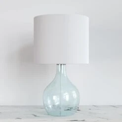 Denver 22.4 In. Blue Modern Glass Bedroom Living Room Bedside Desk Nightstand Table Lamps