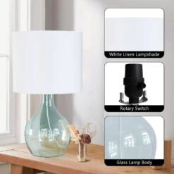 Denver 22.4 In. Blue Modern Glass Bedroom Living Room Bedside Desk Nightstand Table Lamps 14 Denver 22.4 In. Blue Modern Glass Bedroom Living Room Bedside Desk Nightstand Table Lamps -Lamp Parts blue maxax table lamps t245 bu s 66 1000