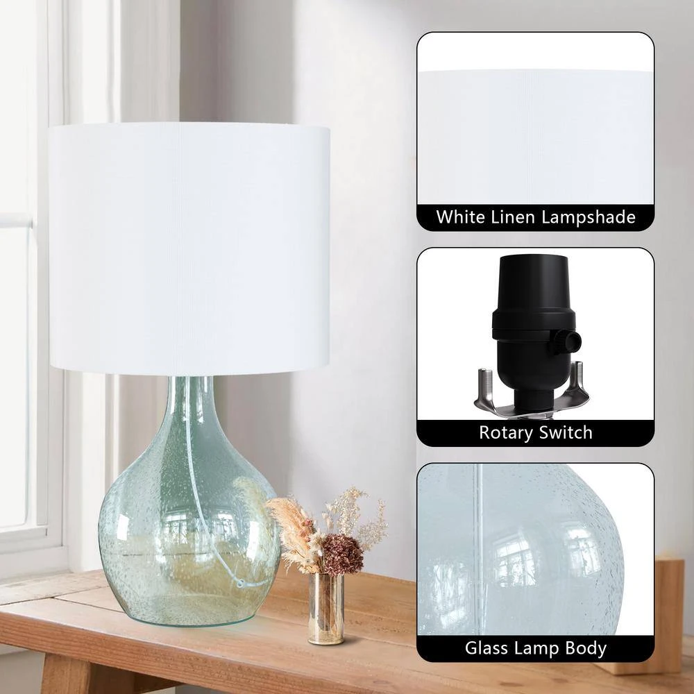 Denver 22.4 In. Blue Modern Glass Bedroom Living Room Bedside Desk Nightstand Table Lamps 8 Denver 22.4 In. Blue Modern Glass Bedroom Living Room Bedside Desk Nightstand Table Lamps - Image 6