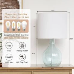 Denver 22.4 In. Blue Modern Glass Bedroom Living Room Bedside Desk Nightstand Table Lamps 12 Denver 22.4 In. Blue Modern Glass Bedroom Living Room Bedside Desk Nightstand Table Lamps -Lamp Parts blue maxax table lamps t245 bu s a0 1000