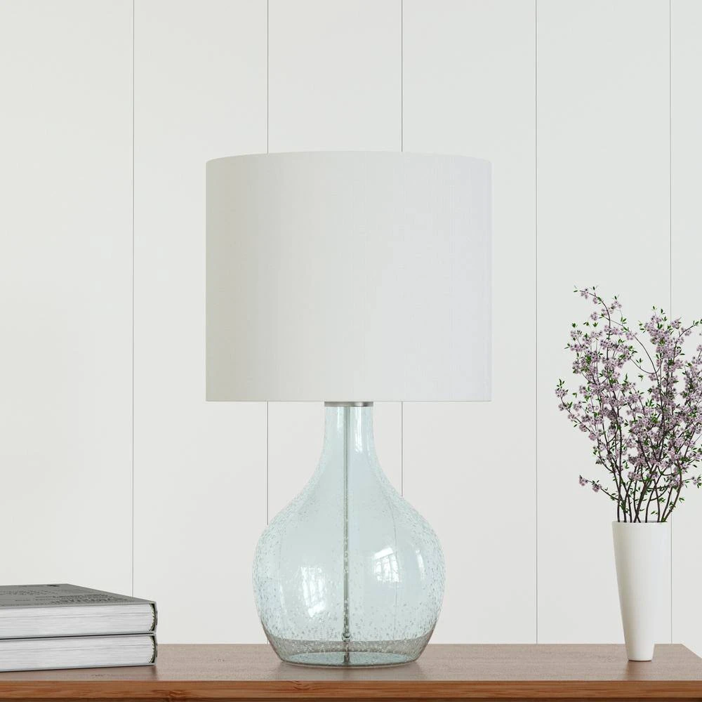 Denver 22.4 In. Blue Modern Glass Bedroom Living Room Bedside Desk Nightstand Table Lamps 4 Denver 22.4 In. Blue Modern Glass Bedroom Living Room Bedside Desk Nightstand Table Lamps - Image 2