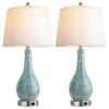 26 In. Blue Table Lamps For Bedroom (Set Of 2), Modern Bedside Lamp With USB Ports White Shade, LED Bulb Included 1 26 In. Blue Table Lamps For Bedroom (Set Of 2), Modern Bedside Lamp With USB Ports White Shade, LED Bulb Included -Lamp Parts blue rottogoon table lamps qmlp397ad2 64 1000